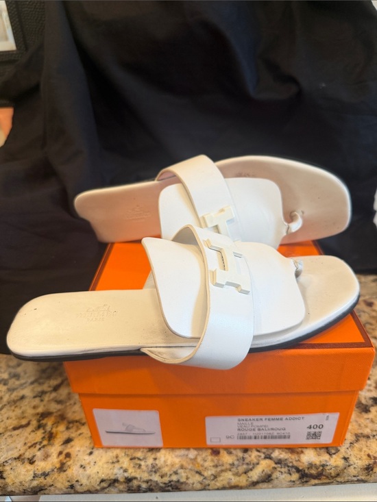 Hermes Other - Hermes White Leather Women Slide Sandals